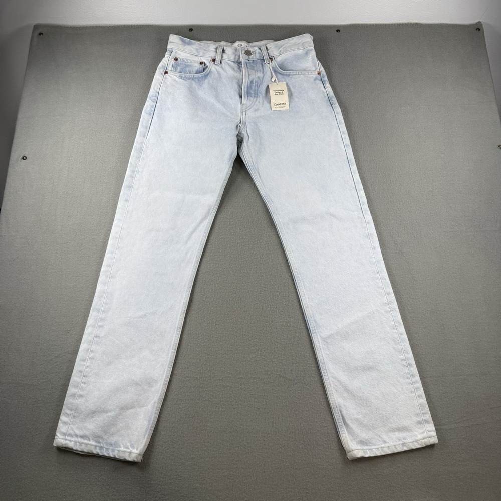 Mango MNG Denim Light Wash Fly Button Straight Leg High Rise Jeans Size 4 NEW